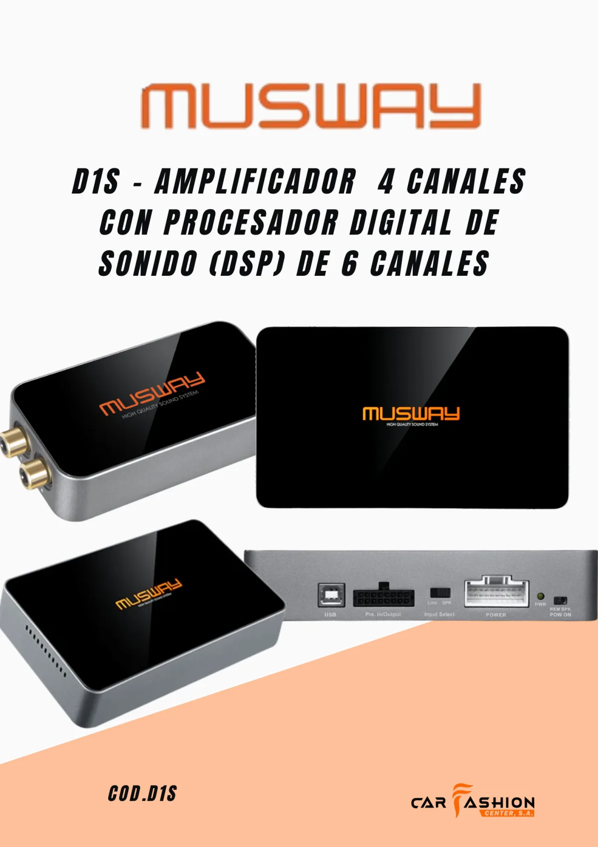 MUSWAY D1S-AMPLIFICADOR CON DSP 6 CANALES