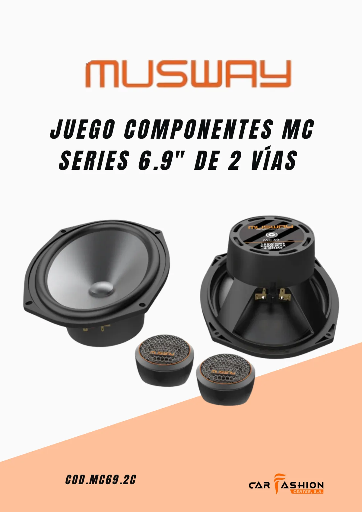 MUSWAY JUEGO COMPONENTE 6.9"  DE 2 VIAS